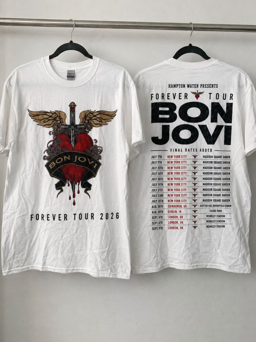 Bon Jovi Forever Tour 2026 Heart Dagger Tee White